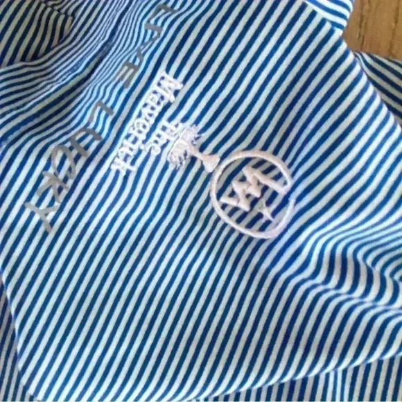 Black Clover Mens Striped Polo Blue Large - Picture 6 of 7